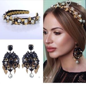 Pearls Headband Dolce Baroque Earrings and Crown